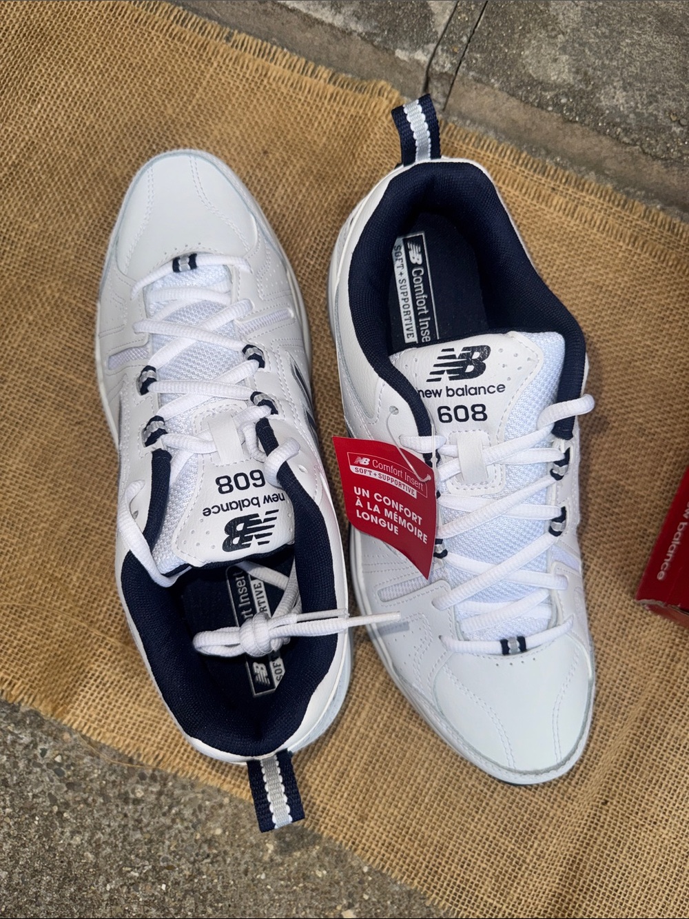 New Balance Men's White and Navy 608 Sneakers